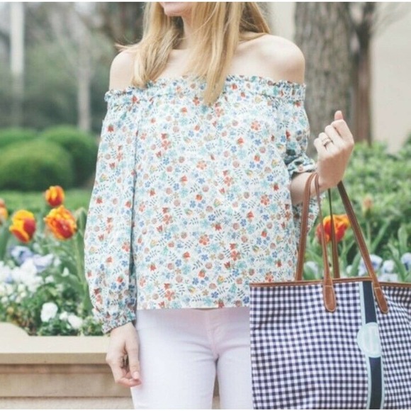 J. Crew Liberty Edenham Floral‎ Print Of The Shoulder Blouse Size 8 - Picture 3 of 9